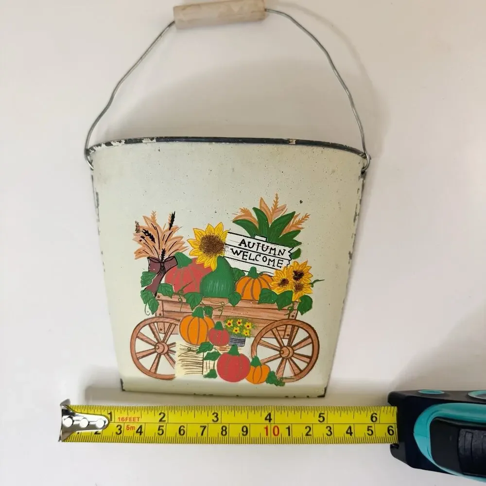 Fall Decor‎ Wall Pocket- Metal/ Tin. Welcome Autumn. Cottage Core.